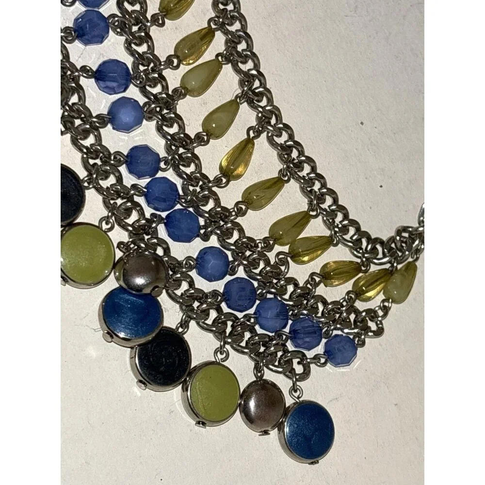 Multi-Color NY Statement‎ Necklace With Beaded Accents & Adjustable Chain